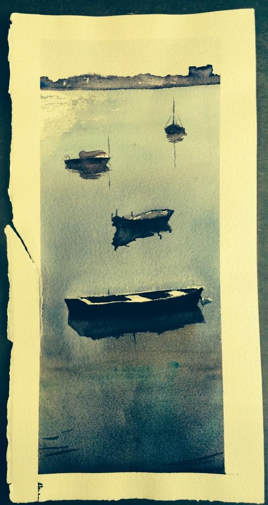 Un horizonte sosegado. Marina de cuatro barcas