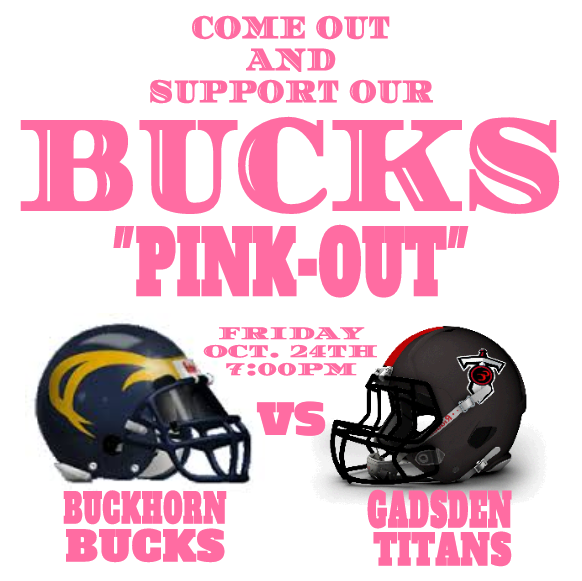 Buckhorn_High's tweet photo. Come out &amp; support our @BucksFootball14 tonight! #PinkOut @Bucks_Athletics @SeniorsBHS2015 @Buckhorn2016 http://t.co/k8xyxj2QBE