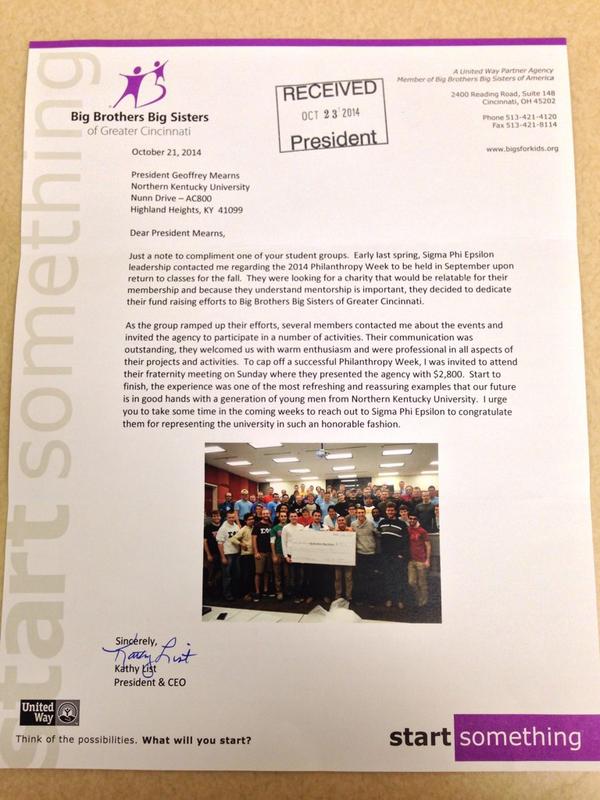PresidentMearns's tweet photo. I'm proud of Sig Ep fraternity for outstanding work in our community and representing NKU @nkusigep @officialsigep http://t.co/QJjchjT0vO