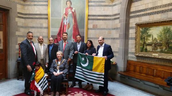 SAHACOUTURE's tweet photo. KASHMIR DAY at Manchester Town Hall  w http://t.co/g26HruWk4i