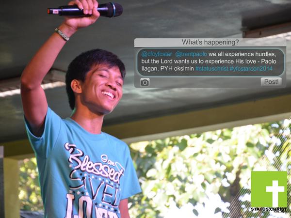 STARYFC's tweet photo. "We all experience hurdles, but the Lord wants us to experience His love." -Paolo Ilagan #StatusChrist #starcon2014 http://t.co/Cfr7ntL9lF