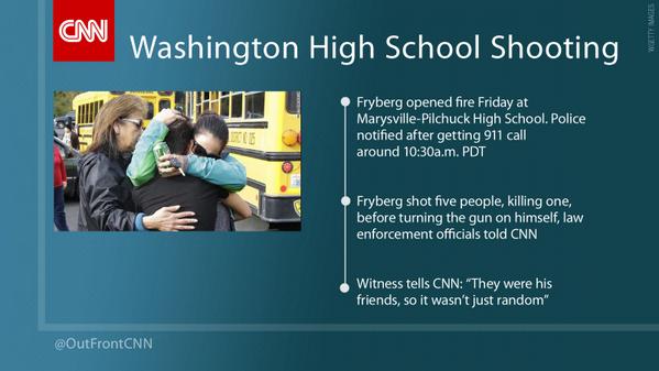 OutFrontCNN's tweet photo. Washington state school shooting: What do we know: http://t.co/HSwDp877Do @CNN #MarysvilleShooting http://t.co/FfHNRfSTuT