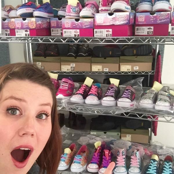 Zappos_Brooke's tweet photo. The only thing standing in between me and the weekend is this rack of kids @Skechers. #letsdoit http://t.co/UQUiatukvB