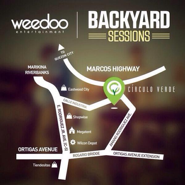 cj899's tweet photo. You going to #BackyardSessionsPH today? Here's a map to Circulo Verde @Industria_PH food and music start at 4pm! http://t.co/nlhnCzgo7S