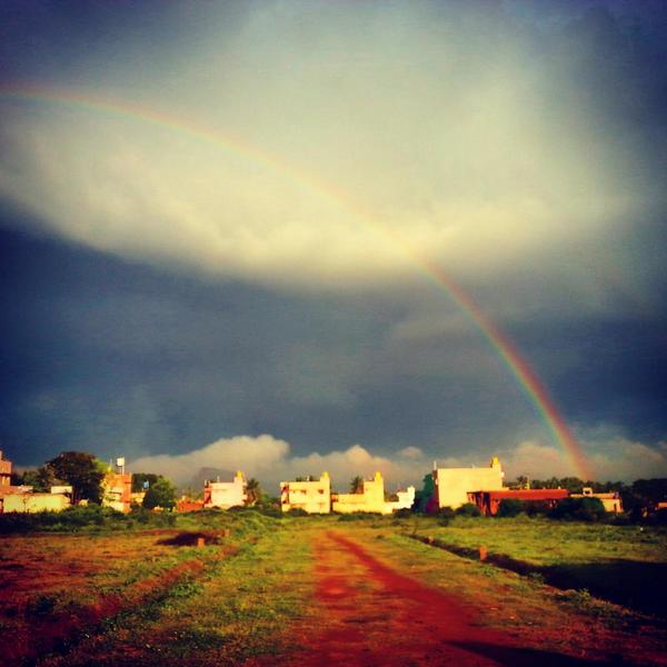 First time I saw  180 degree rainbow with 7 colours in # tumkur yesterday evening :)