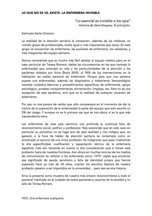 JoseantonioJun's tweet photo. Las enfermeras de España tienen una carta muy importante. ¿Nos ayudas a difundirla? #EnfermeriaVisible http://t.co/ipfwOALerA" gracias!