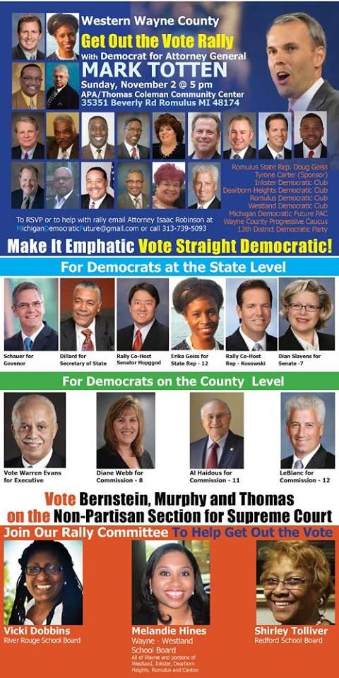 MichDemFuture's tweet photo. There is going to be a WESTERN WAYNE COUNTY GOTV PARTY on SUNDAY NOVEMBER 2 in ROMULUS http://t.co/j9WiLxXZSy
