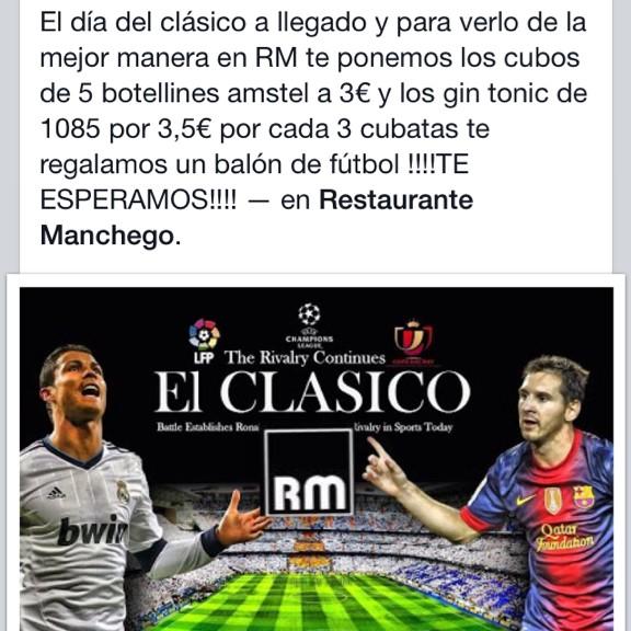 RestauranteRM's tweet photo. Llego el día del clásico http://t.co/pe0e122lxP