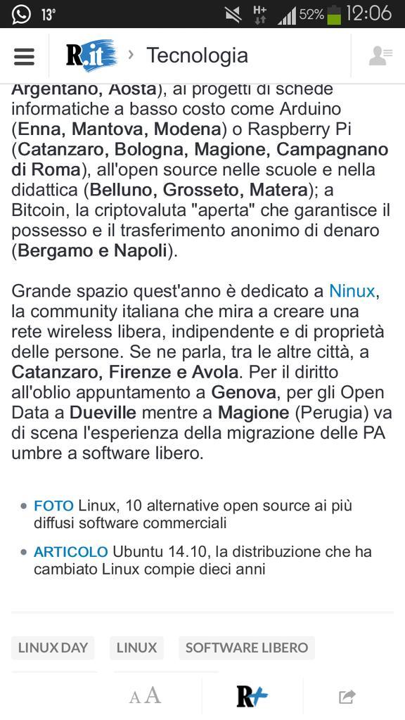 SaperBramate's tweet photo. Il #linuxday2014 di Dueville è anche su #repubblica! @2viLUG http://t.co/1Rg3UQwGsI