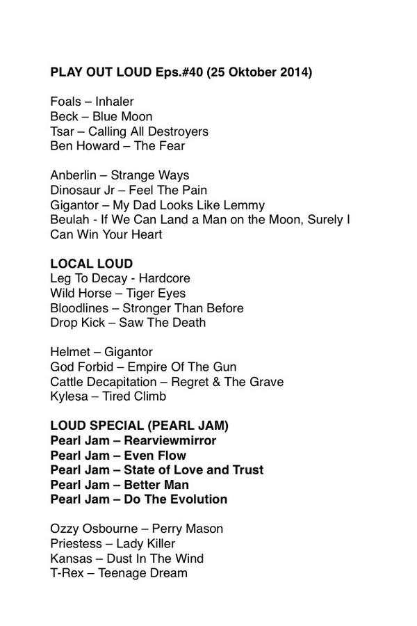 Playlist Eps.40 #PlayOutLoud on <a href="/975PLAYFM/">975PLAYFM PALEMBANG</a> jam9-11 malam ini. Stream via po.st/975playfm