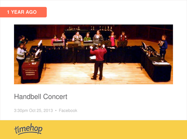 beamsa14's tweet photo. It's hard to believe that this was a year ago!! Can't wait to play bells with the UIndy Alumni on Nov. 9th! http://t.co/RIGUXNjJfk