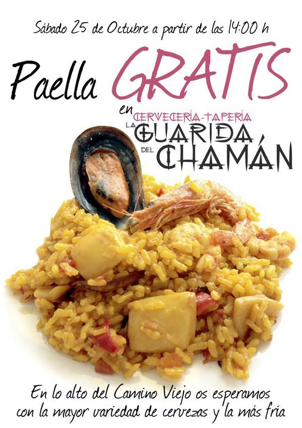 GuaridaChaman's tweet photo. Te apetece paella? Vente para #LaGuaridaDelChaman y te la ponemos GRATIS con tu bebida http://t.co/kc0VFwMXks