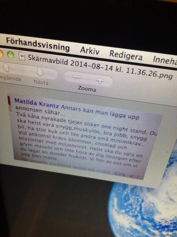 melalindahl's tweet photo. Kan ha varit det bästa som kommit ur @matildakrantz http://t.co/QzVitbei4P