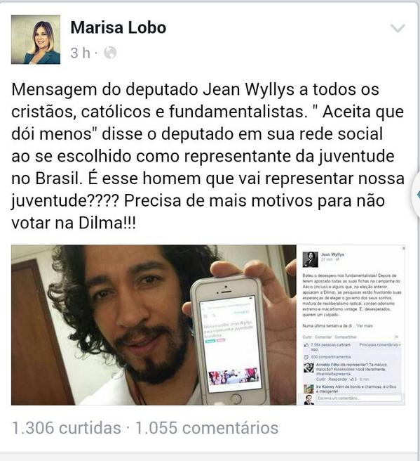 Recado do <a href="/jeanwyllys_real/">Jean Wyllys</a>  para os cristãos católicos e evangélicos.Votem na Dilma e levem esse camarada no pacote.
