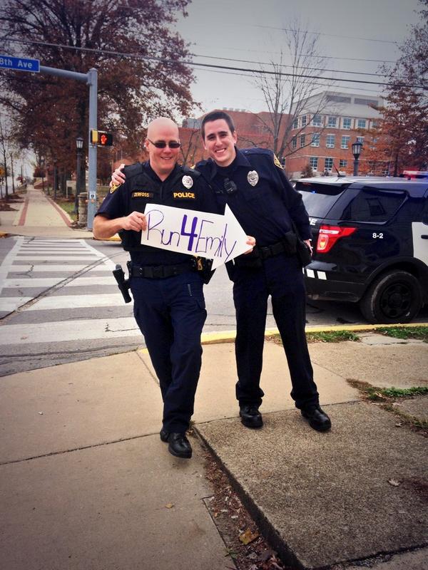 DZ_Clarion's tweet photo. Clarion Police Officers directing our 5K. Thanks for all your help! #Run4Emily http://t.co/ypii28uYsS