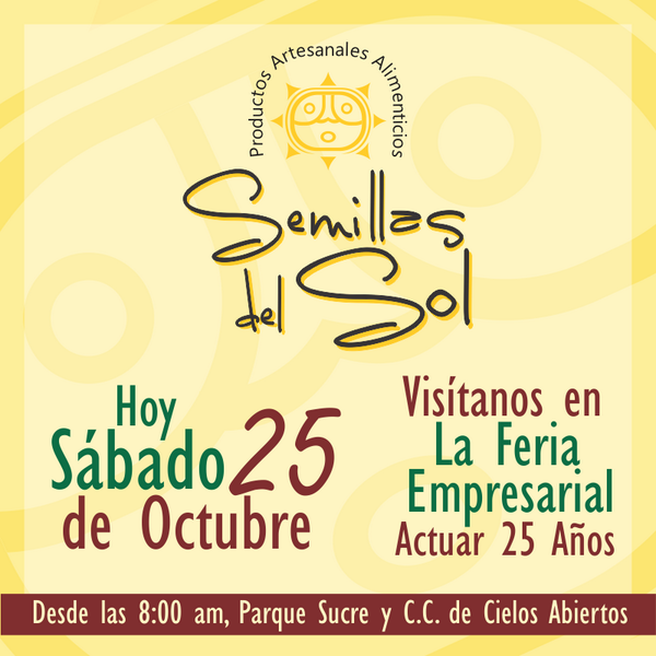 DelSolSemillas's tweet photo. Ven y descubre #LaNuevaFormaDeBrillar, con Semillas Del Sol en la #Feria #Empresarial @ActuarFami #Actuar25Años. http://t.co/FAdbC9A8ty