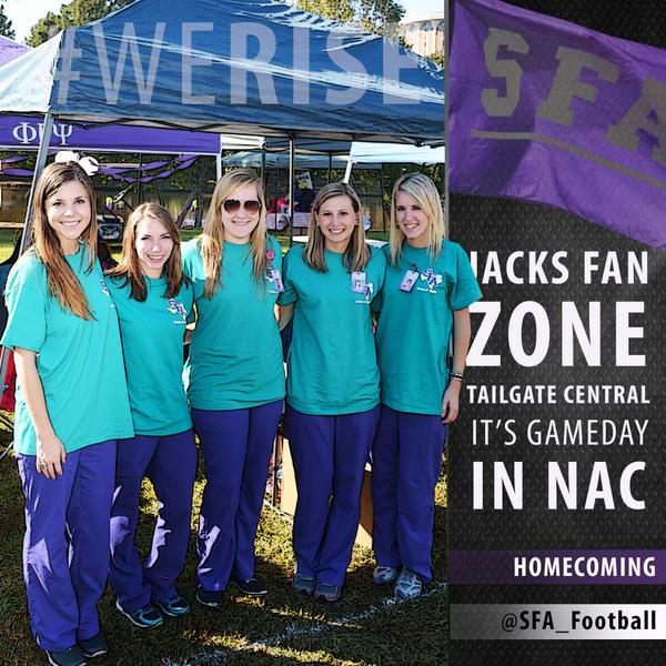SFA_Athletics's tweet image. Welcome Home Jacks! We are live from the Fan Zone and the weather is perfect for grilling.  #AxeEm #WeRise