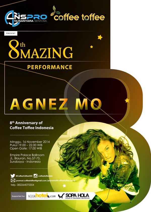 the_agnation's tweet photo. #8Mazing Performance by @agnezmo. Sun, 16 Nov 2014 7pm at Empire Palace Ballroom, Surabaya. Mark your date! 👌🙌 http://t.co/bwDenq7U0o