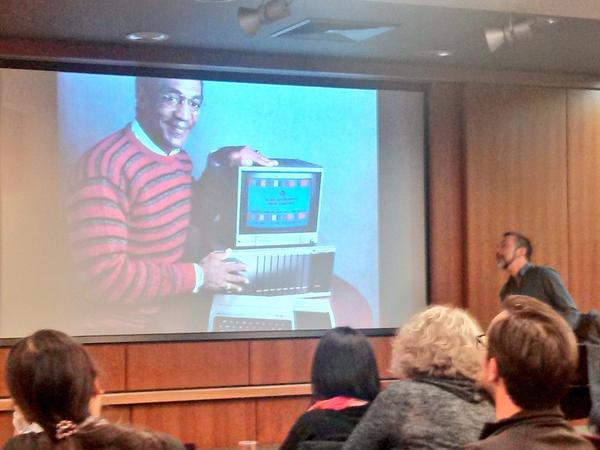 UCDUK's tweet image. Oh wow. @mgoldgaber is talking to Bill Cosby in Clint Eastwood at RNC style. #UCD14 #videogames #codingstory