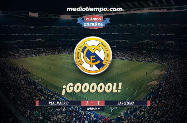 ¡Gol del Real Madrid! Cristiano cobra perfectamente el penal. Real Madrid 1-1 Barcelona gol.am/1yywUI7