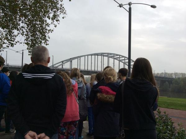 eltonscience's tweet photo. Learned about Battle of Arnhem beneath the ubiquitous bridge. Super behaviour again from all our pupils #holland2014 http://t.co/eXdhvEg1wx