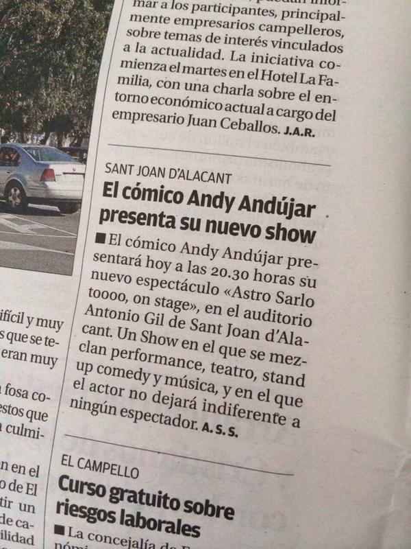 madeinelda's tweet photo. Hoy en #Sanjuan @andyandujar cómico #madeinelda, esta tarde 20:00, entrada gratuita #alifornia #costablanca http://t.co/50lXh8ppst