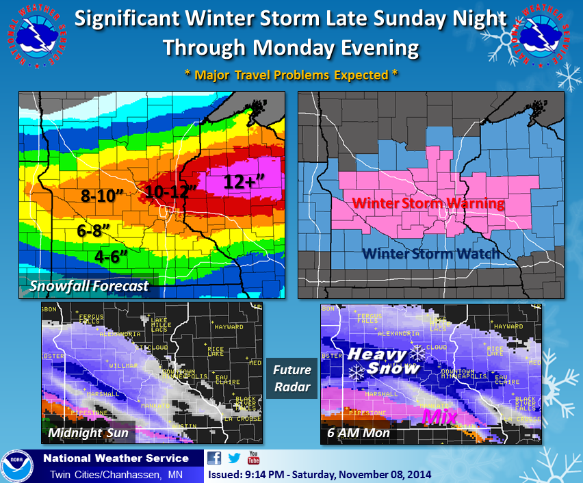 NWSTwinCities's tweet photo. Just upgraded parts of the watch to a warning where confidence is now very high. #wiwx #mnwx http://t.co/DmUxzs4Jmt