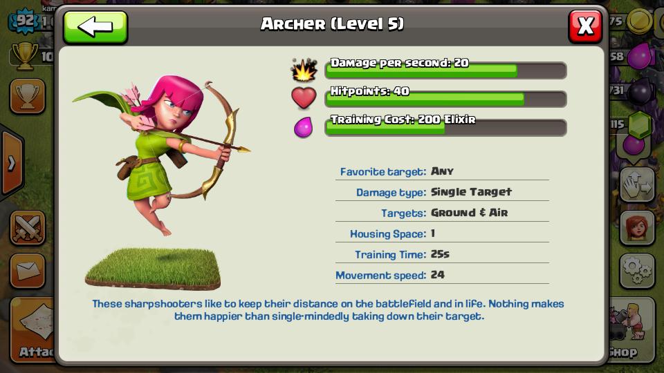 Clash Of Clans - Archer Level 5.