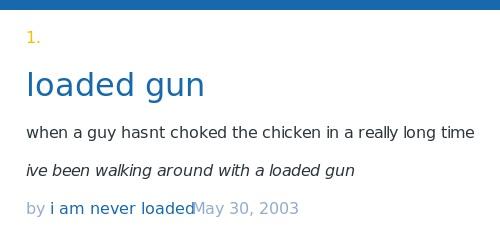 Urban Dictionary A Twitter Srslouis Loaded Gun When A Guy Hasnt Choked The Chicken In A Really Long Time Http T Co I6pfaqi37t Http T Co Eegsl9i2mr