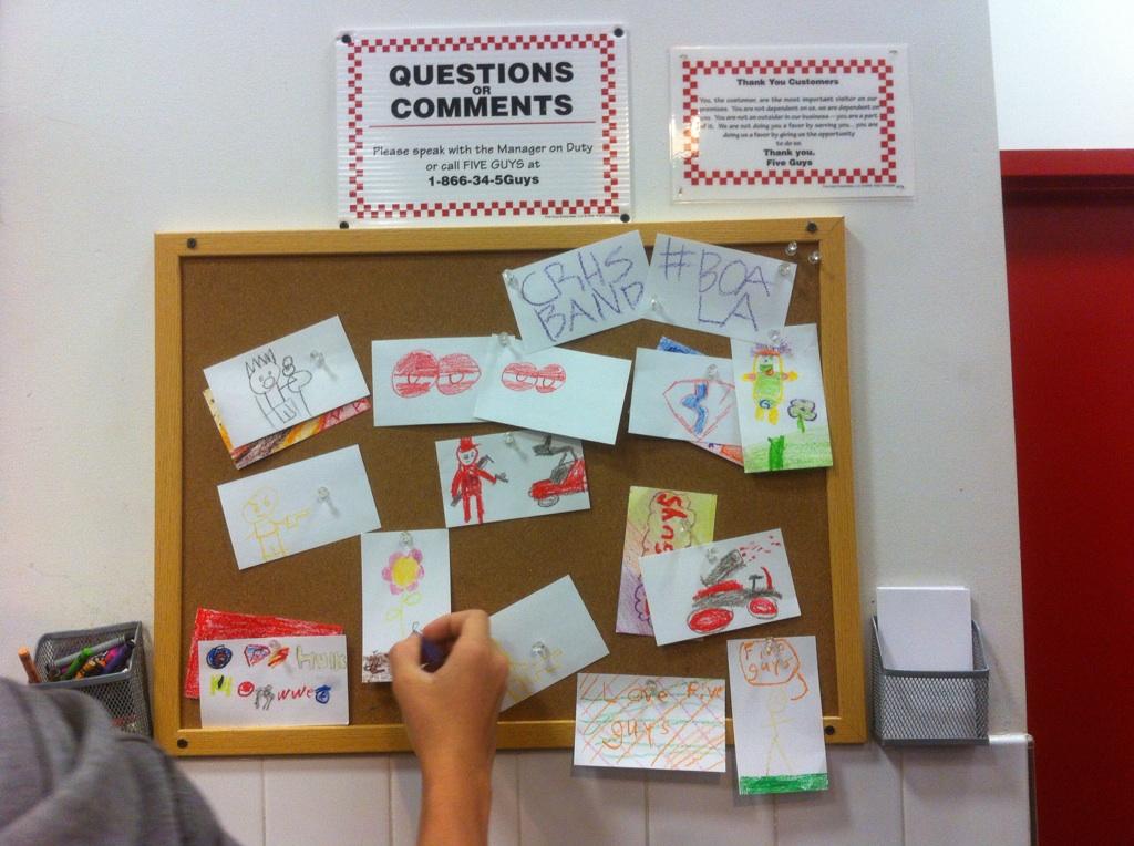 cedaridgeband's tweet photo. The Cedar Ridge Band has left their markings at Five Guys in El Paso, #BOALongBeach http://t.co/KgwPB4H46w
