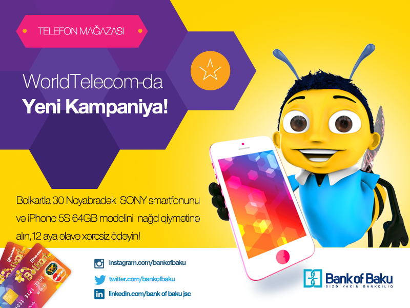 bankofbaku's tweet photo. #Bankofbaku #Bolkart #WorldTelecom #endirim #kampaniya #taksit #aztwi #dostlarklubu http://t.co/eWtVwGn4TU