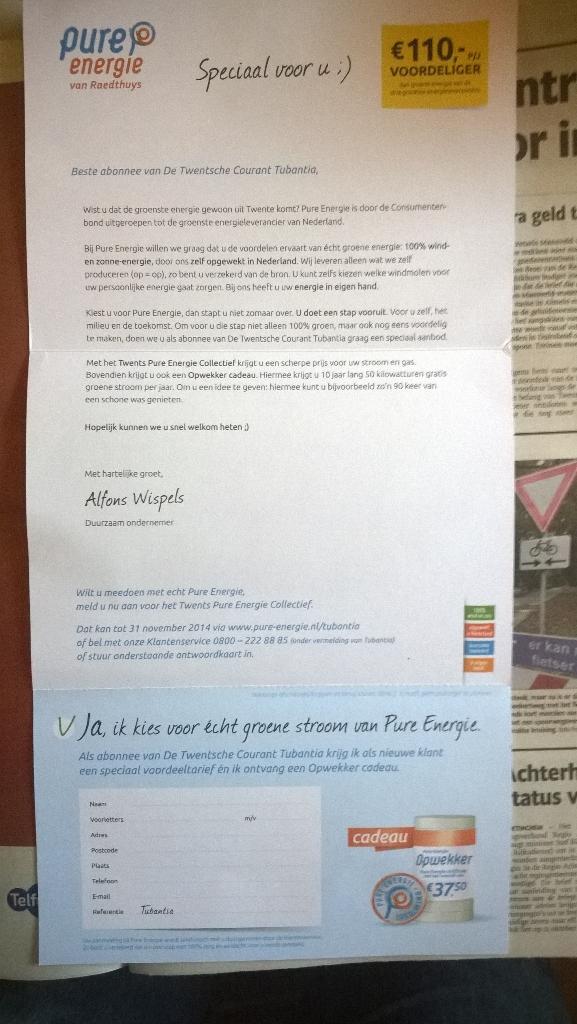Bijlage van <a href="/PureEnergieNL/">Pure Energie</a> bij <a href="/tubantia/">Tubantia</a> vandaag. Goed bezig ;)