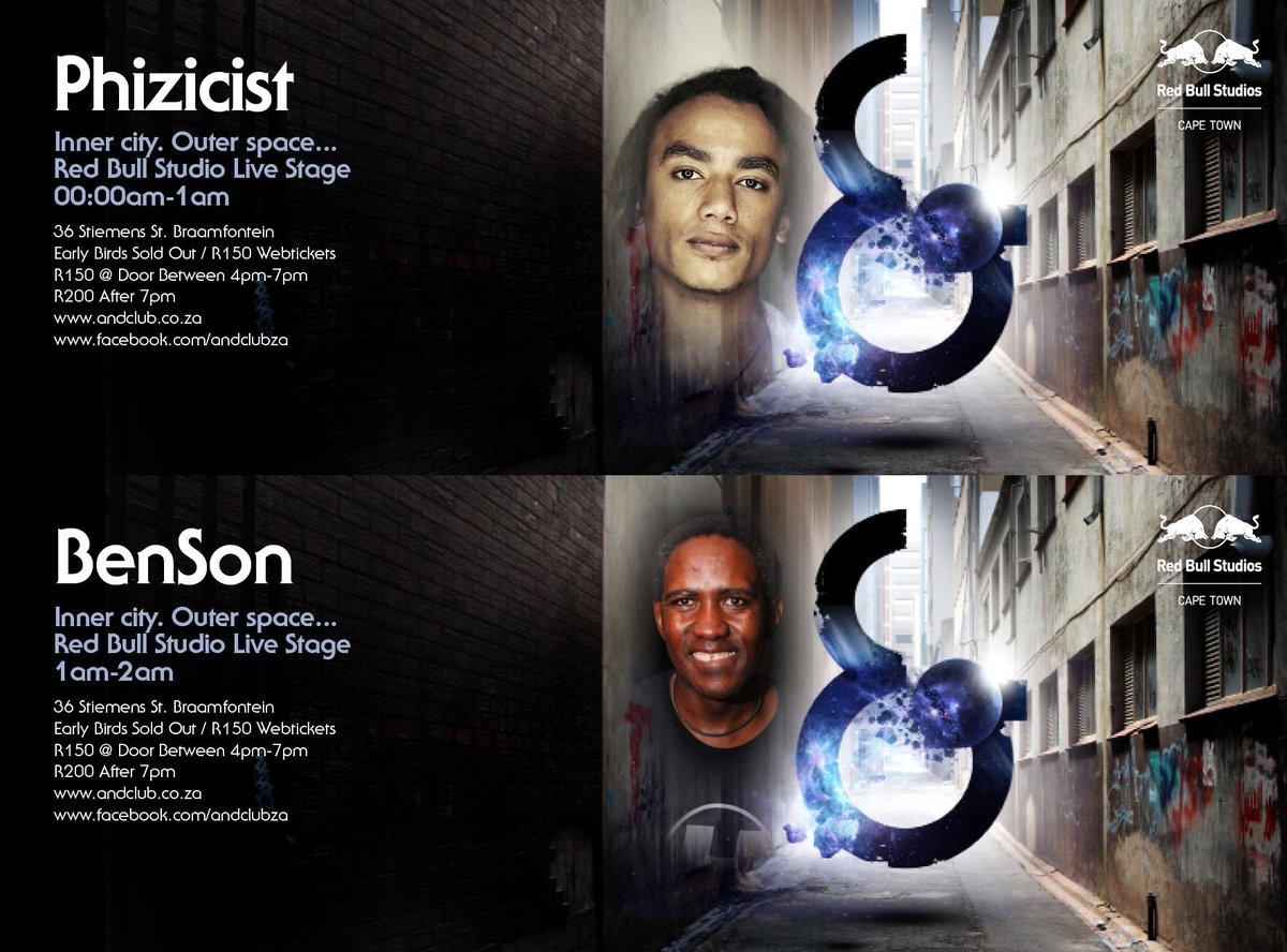 ANDClubZA's tweet photo. #RedBullStudioLiveStage LineUp Times @phizicist [00am-1am] @BenSon_ZA [1-2am] #And #TheFirstBirthday @redbullstudioct http://t.co/eXFciyTdC8