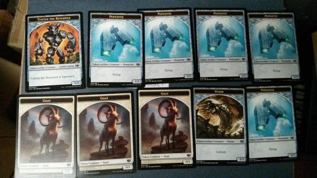 CMDRDecks's tweet photo. #MTGC14 #Daretti #Tokens both sides http://t.co/tynF9x73TT