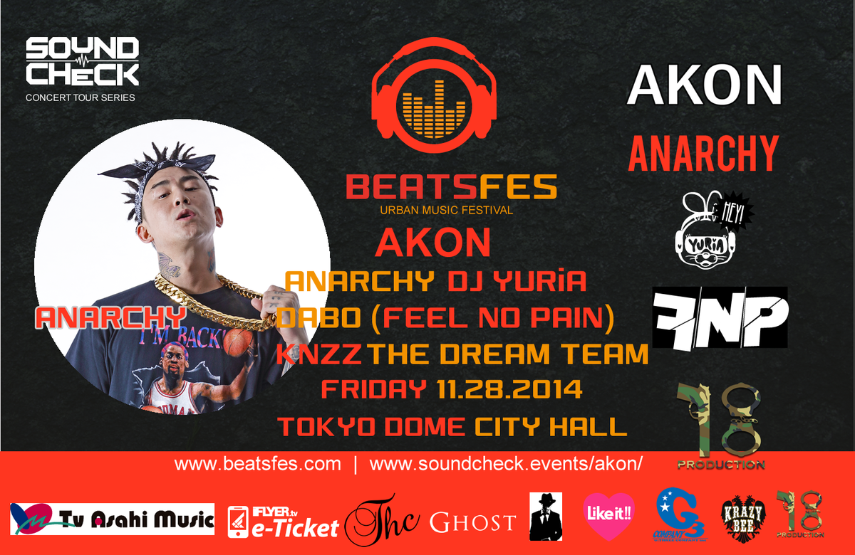 SoundCheckWW's tweet photo. Beats Fes feat @Akon and ANARCHY Get your tickets. 
11/28/ Friday @RRATEDRECORDS http://t.co/0U9ZMDfP6X
@info_Likeit http://t.co/zejrxNVfya