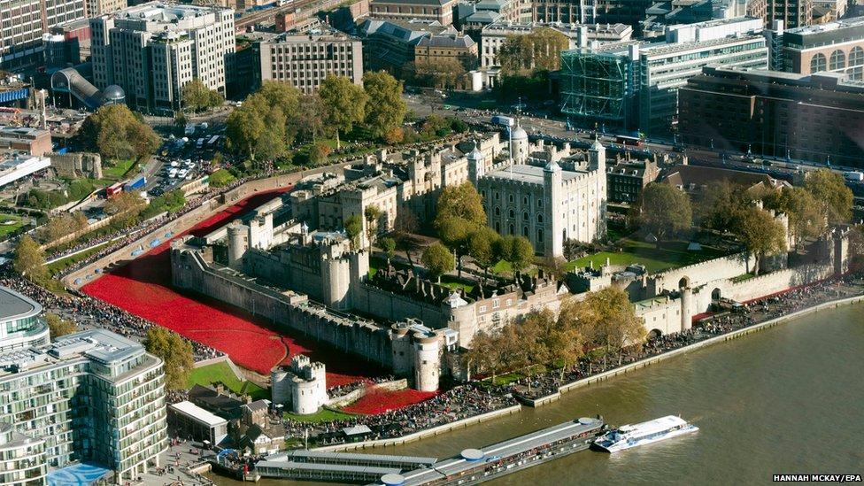 AnthonyCDavison's tweet photo. Blood Swept Lands &amp; Seas Of Red - Tower of #London installation: http://t.co/03MkCzzH87 http://t.co/ScC9qmORXD via @BBCNews #RemembranceDay