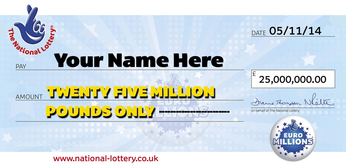 LARGE JUMBO NATIONAL LOTTERY BLANK CHEQUE (3 SIZES) For Charity- Presentation ...