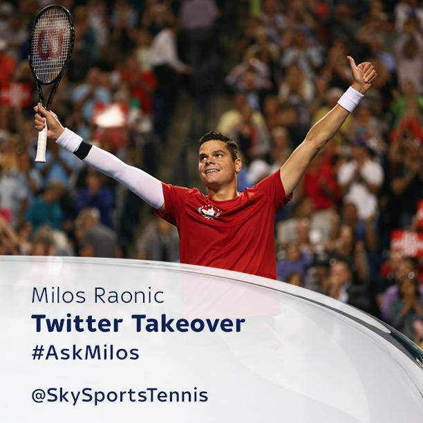 SkySportsTennis's tweet photo. Ever wanted to ask a Top 10 player a question? At 2.30pm @milosraonic is taking over @SkySportsTennis! Use #AskMilos. http://t.co/kby3ibJ9oA