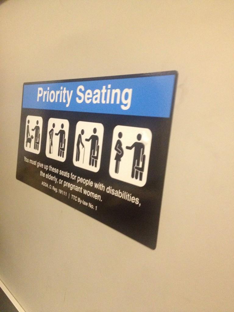 colagrrrl's tweet photo. Just noticed these on bloor #ttc trains. Finally! Thanks @ttc and #andybyford #pregnancy #seats http://t.co/vady7ol43f