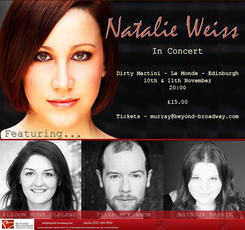 Edinburgh friends!! Go and see @Natalie_Weiss next week if you want to be wowed by incredible vocal talent!