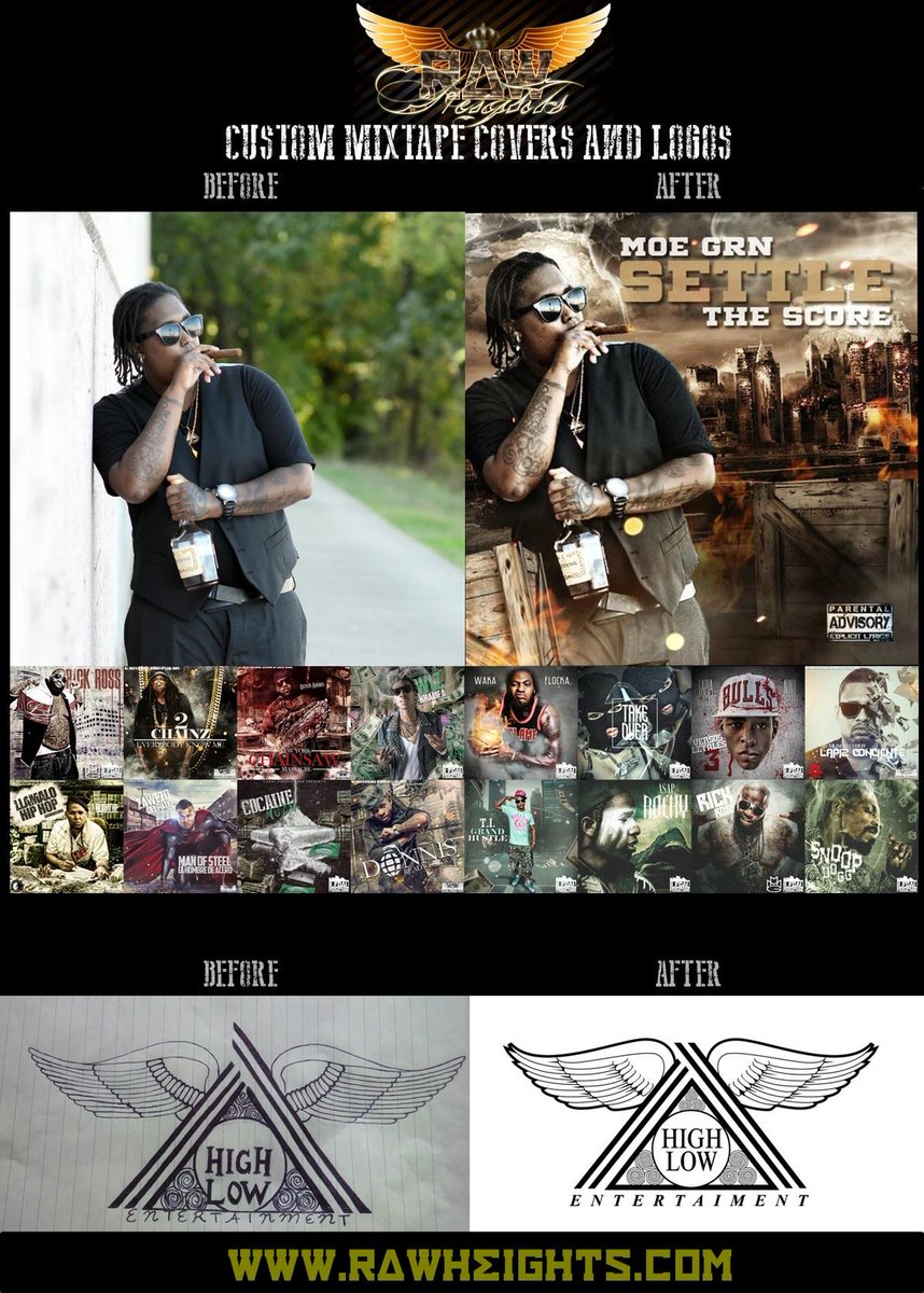 RawHeights's tweet image. Custom Mixtape/Album Cover and Logo Design Before and After photo RawHeights.com
