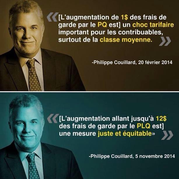 duchp's tweet photo. L'incohérence de PCouillard qui s'attaque au familles québécoise. #PolQc http://t.co/AOhMtHymSL