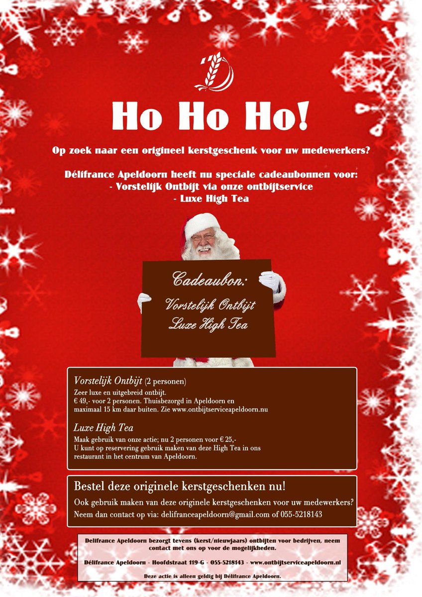 Op zoek naar een origineel Kerst geschenk voor uw medewerkers?
<a href="/Delifrance/">Delifrance Apeldoorn</a> Apeldoorn heeft iets Leuks EN Lekkers...