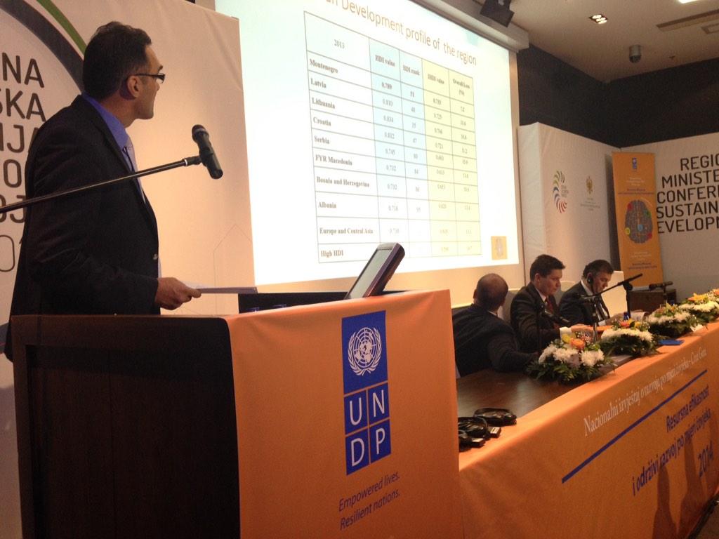 UN_Montenegro's tweet image. Author of national #HDR2014 in #Montenegro presents key findings of that #resourceefficiency survey at #RCSD2014