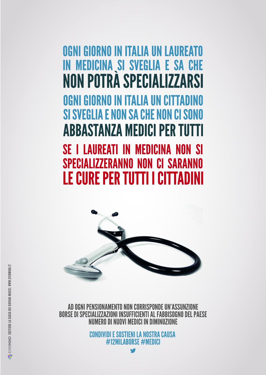 DanieleVinci's tweet photo. #medici #12milaborse Senza nuovi medici specializzati NON avremo cure future. Facciamolo sapere fuori! http://t.co/wkCYt7Oy8N