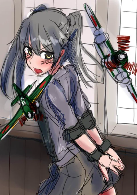 瑞鶴「目標、母港執務室の提督、やっちゃって!」 完全遅刻\(^o^)/ #艦これ版深夜の真剣お絵描き60分一本勝負 