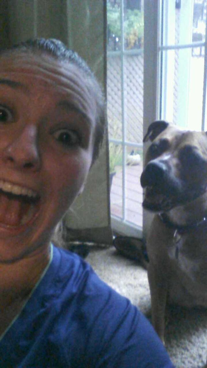 Chellylanghans's tweet photo. My favorite pit-bull neice. We run together! While im running I #screamsing "Defying Gravity" #wicked @daveryankdwb http://t.co/cloJSATvY9