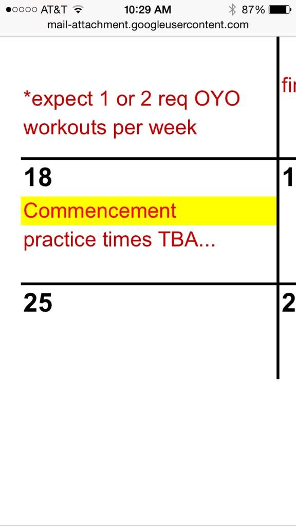 elleburr's tweet photo. Just so everyone is aware, we will be practicing after ACCs on graduation day. Wear spandex under your cap n gown! http://t.co/srfbhFvWZZ