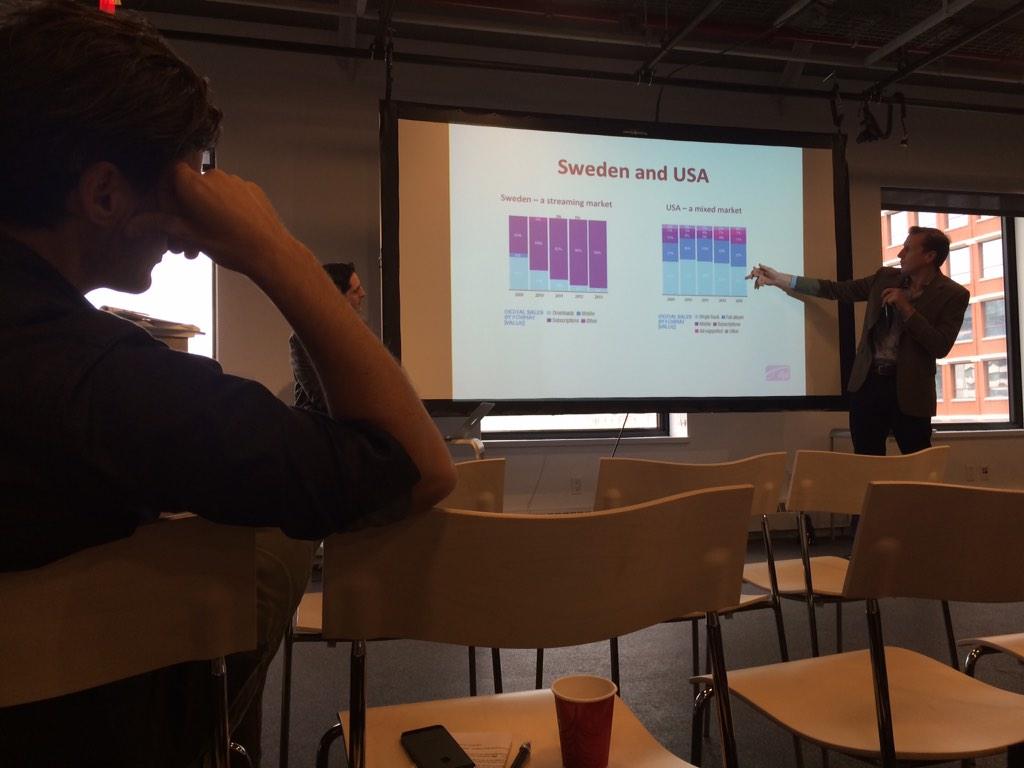 NorwayUS's tweet image. Conference at @CliveDavisInst at NYU. Big differences between US and Scandinavian streaming consumption #streamtech
