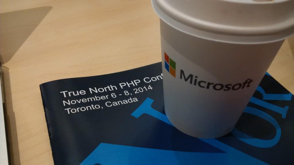 alikhamou's tweet image. Attending #truenorthphp at Microsoft Toronto.. coffee&apos;s good.. but feels wrong drinking from this cup ;)